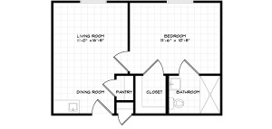 APT C - 407 SF, ONE BEDROOM