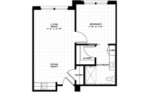 APT E - 504 SF, ONE BEDROOM