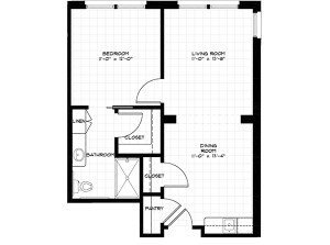 APT F - 606 SF, ONE BEDROOM