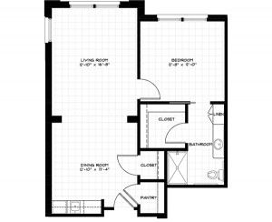 APT G - 750 SF, ONE BEDROOM