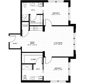 APT H - 926 SF, TWO BEDROOM